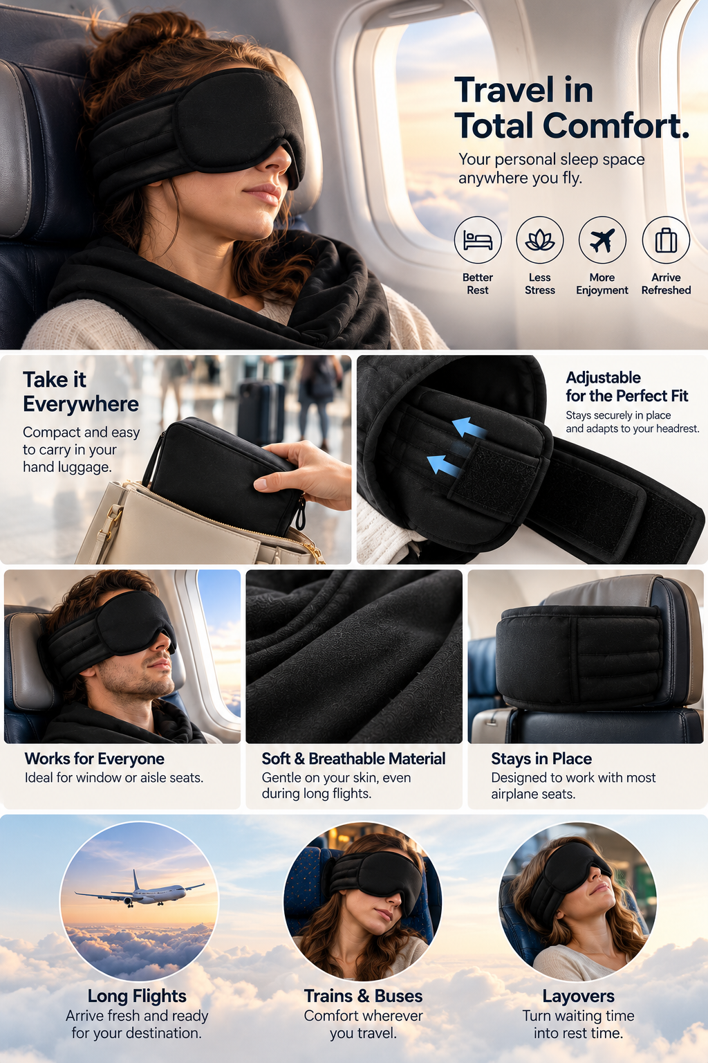 FLIGHTREST™ 3-in-1 Travel Sleep Set